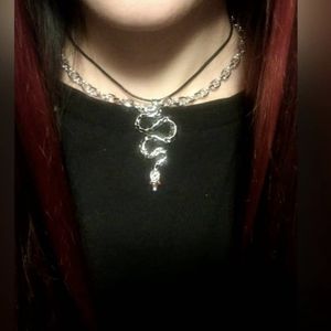 Snake pendant chain+cord choker